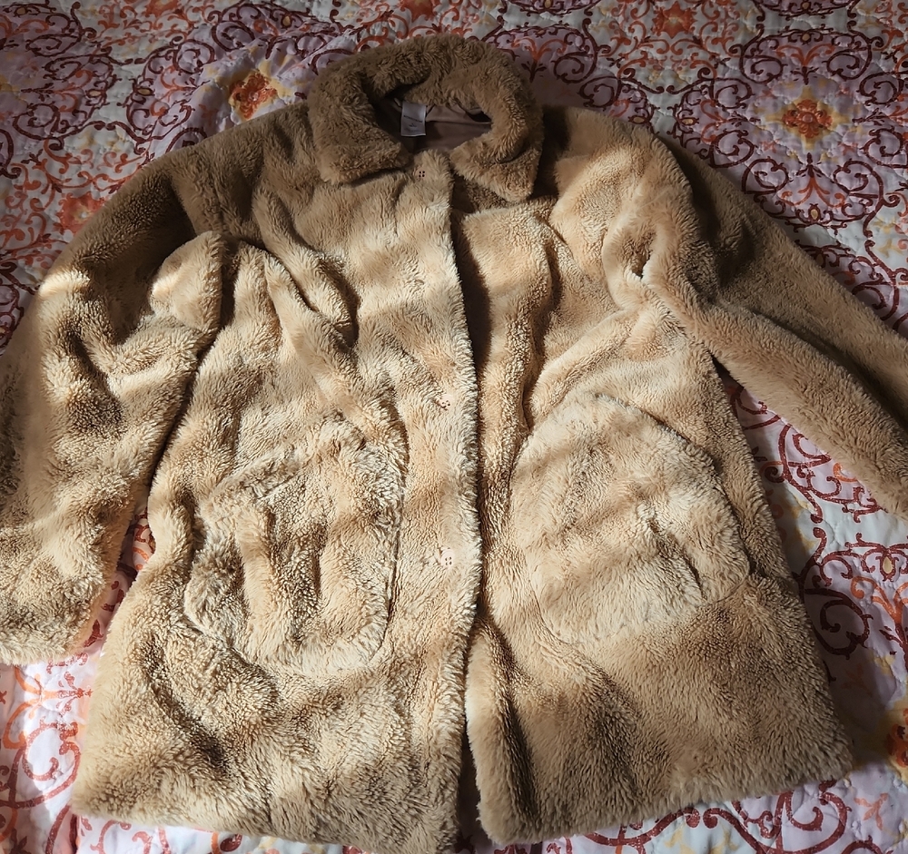 Nordstrom Kids Tan Faux Fur Pea Coat